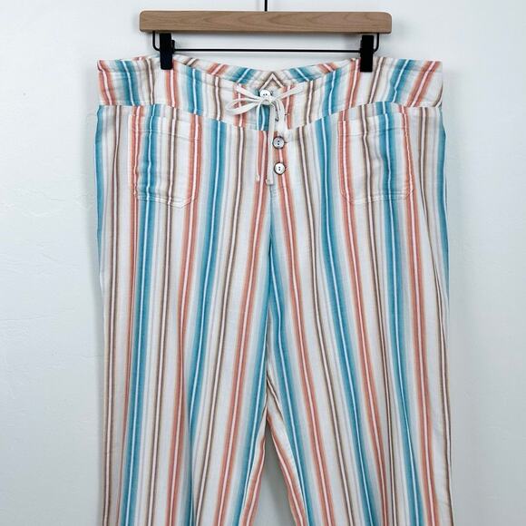 Sundance Cotton Stripe Gauze Button-Fly Wide Leg Gigi Pants - Picture 2 of 7